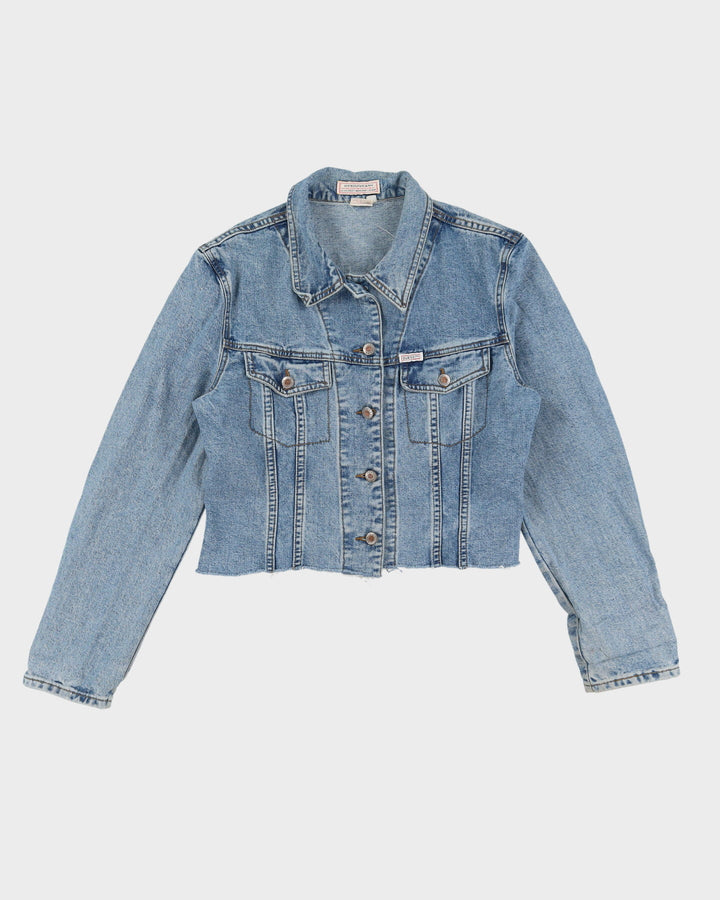 90s Guess Cropped Blue Denim Jacket - L