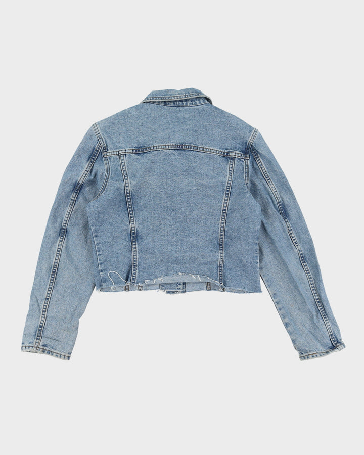 90s Guess Cropped Blue Denim Jacket - L