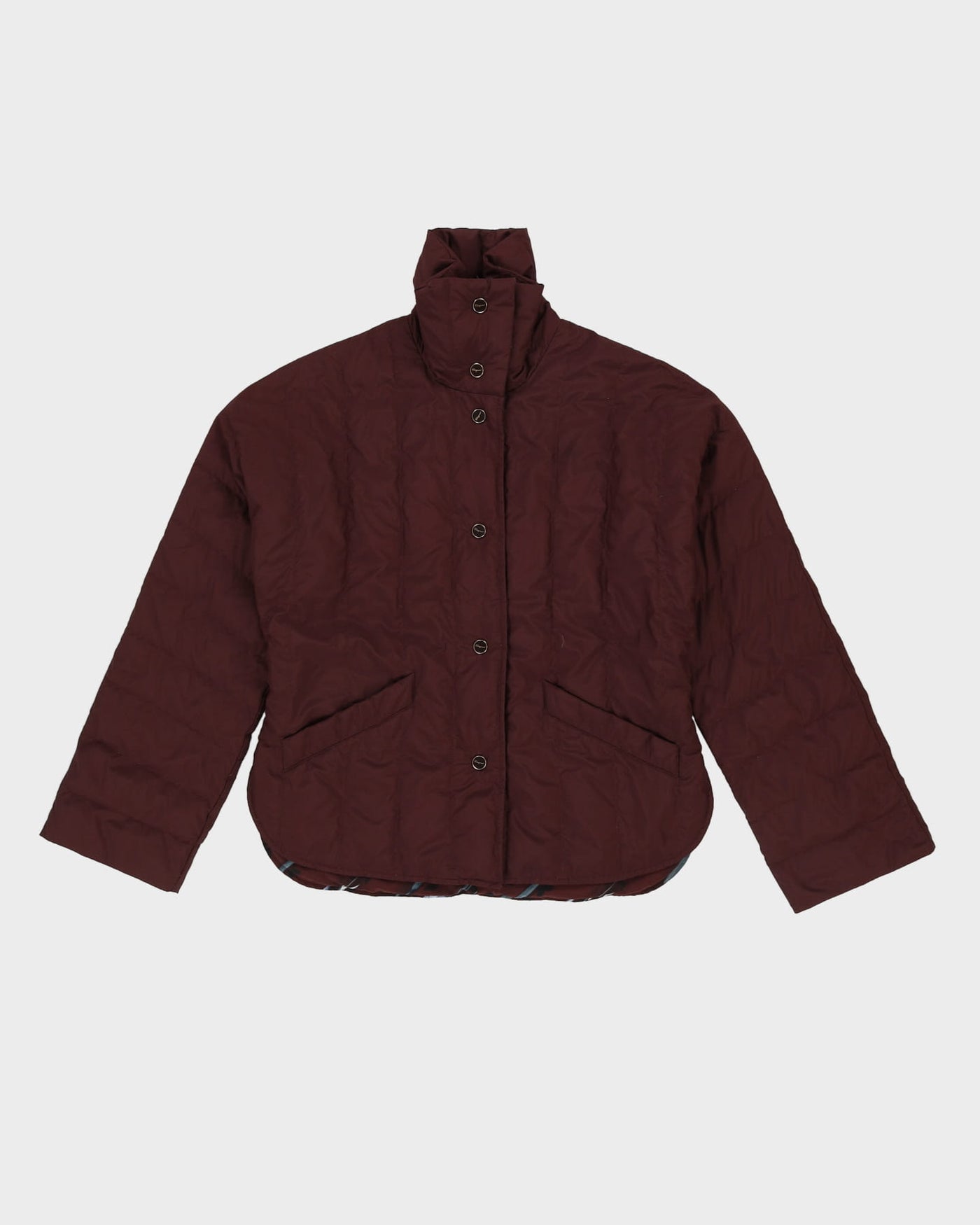 Vintage 90s Salvatore Ferragamo Burgundy Padded Bomber Jacket - M