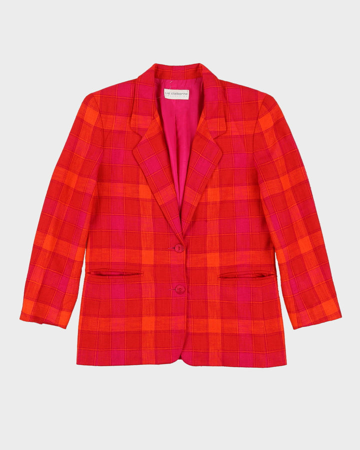 Vintage 1990s Liz Claiborne Red Checked Blazer - L