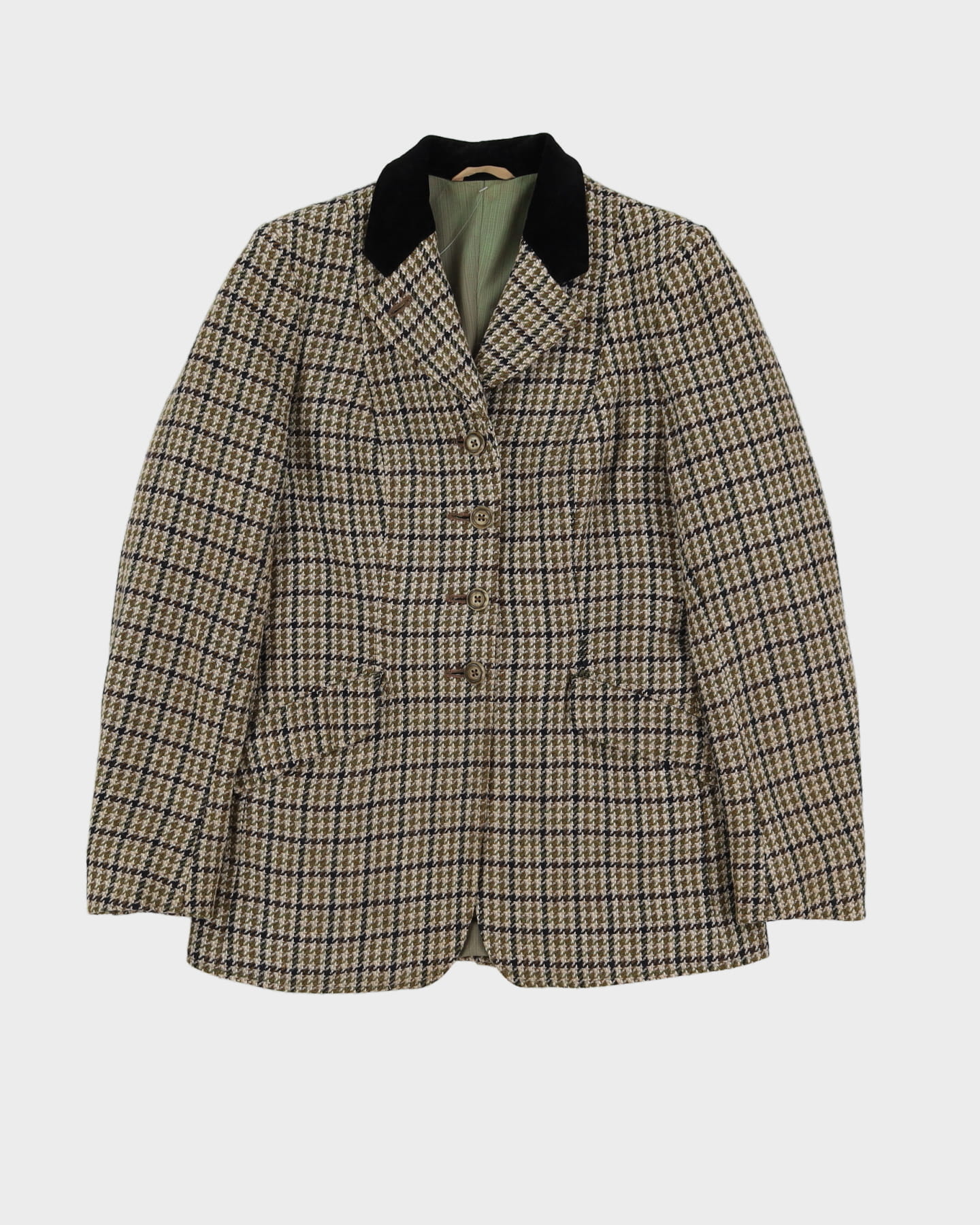 Vintage 1980s Harry Hall Green Tweed Blazer - XS