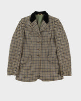 Vintage 1980s Harry Hall Green Tweed Blazer - XS