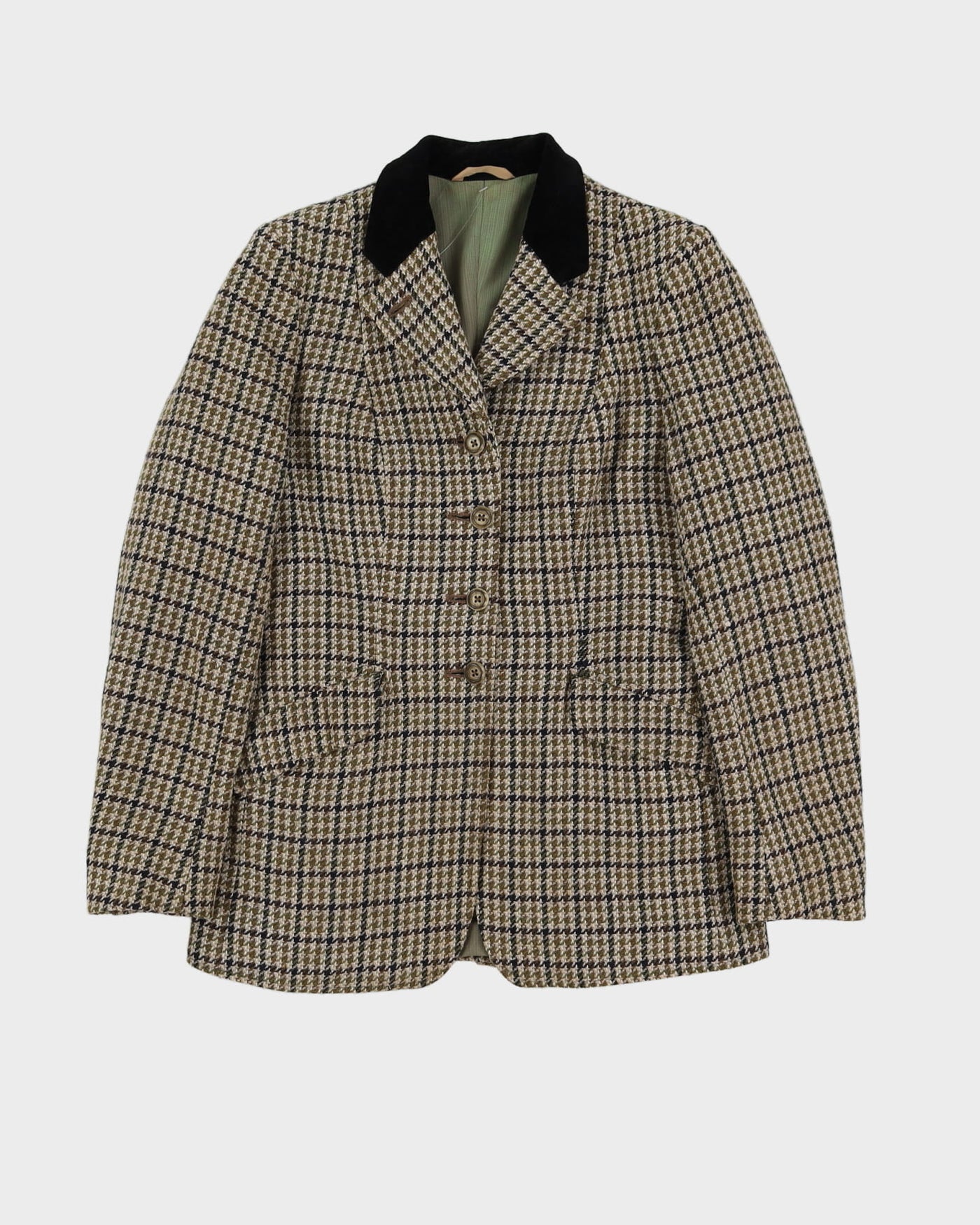 Vintage 1980s Harry Hall Green Tweed Blazer - XS