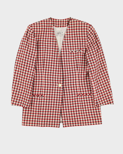 Vintage 1980s Houndstooth Blazer Jacket - M