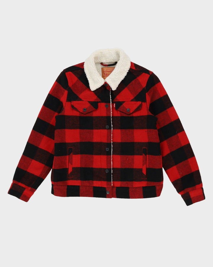 Levi's Red and Black Checked Teddy Lined Jacket - S