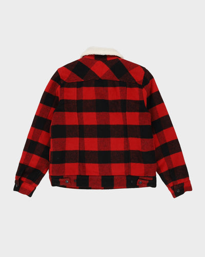 Levi's Red and Black Checked Teddy Lined Jacket - S