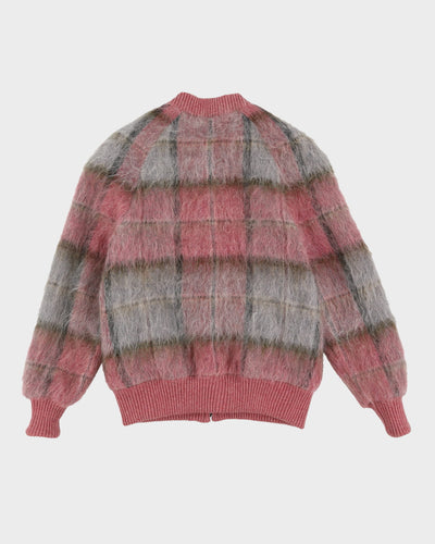 1990s Pink Checked Mohair Bomber Jacket - M