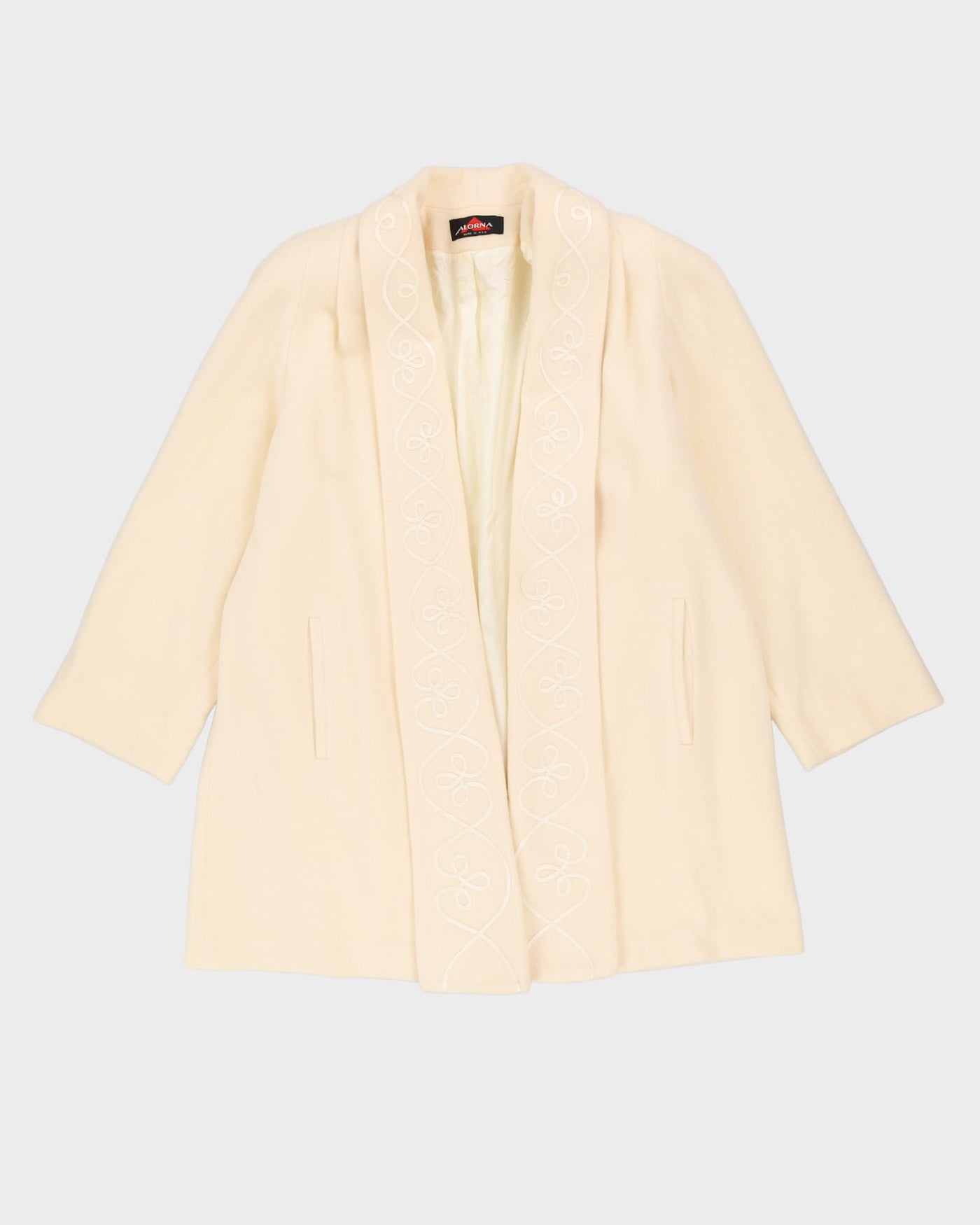 00s Cream Open-Style Short Overcoat - L