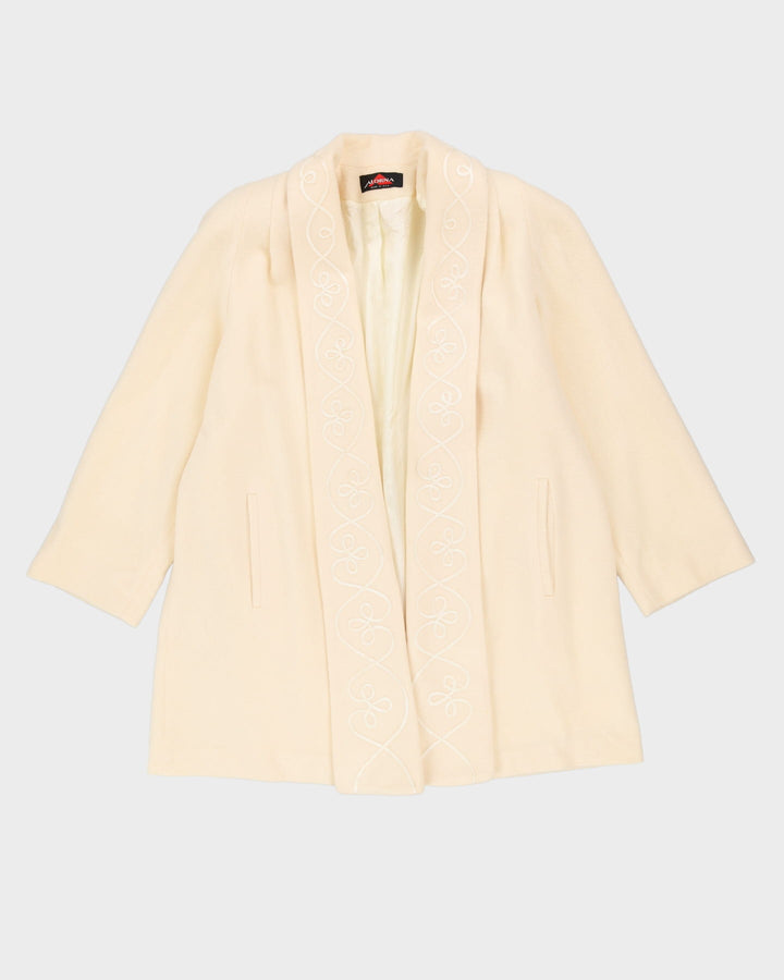 00s Cream Open-Style Short Overcoat - L