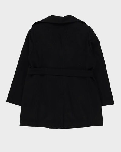 Calvin Klein Black Belted Short Overcoat - L