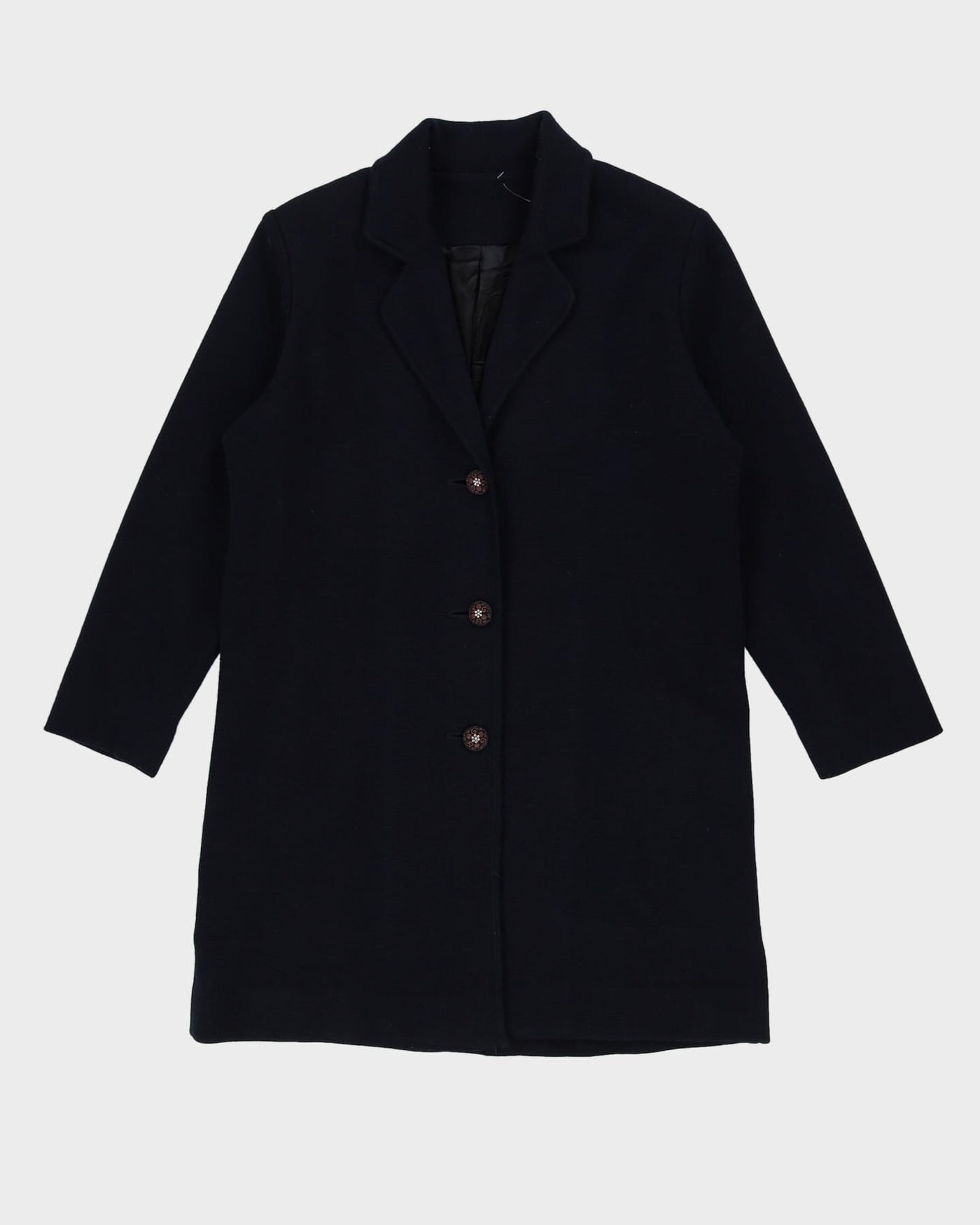 00s Knitted Navy Blue Short Coat - M