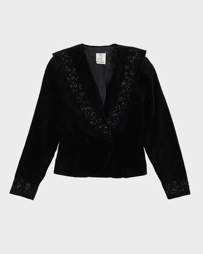 Laura Ashley Black Velvet Blazer Jacket - XS