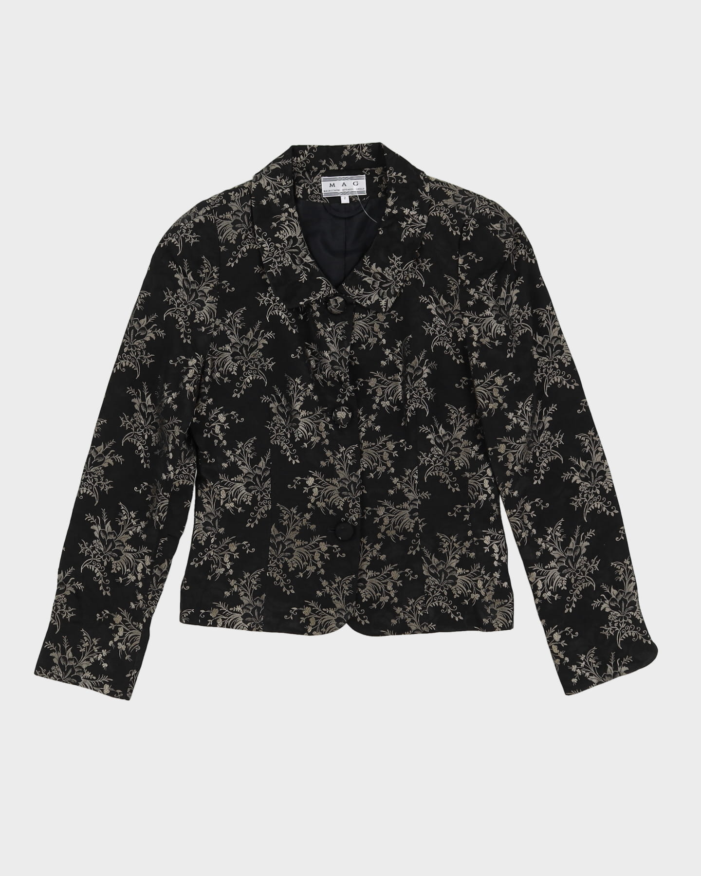 Black With Gold Brocade Blazer - XS