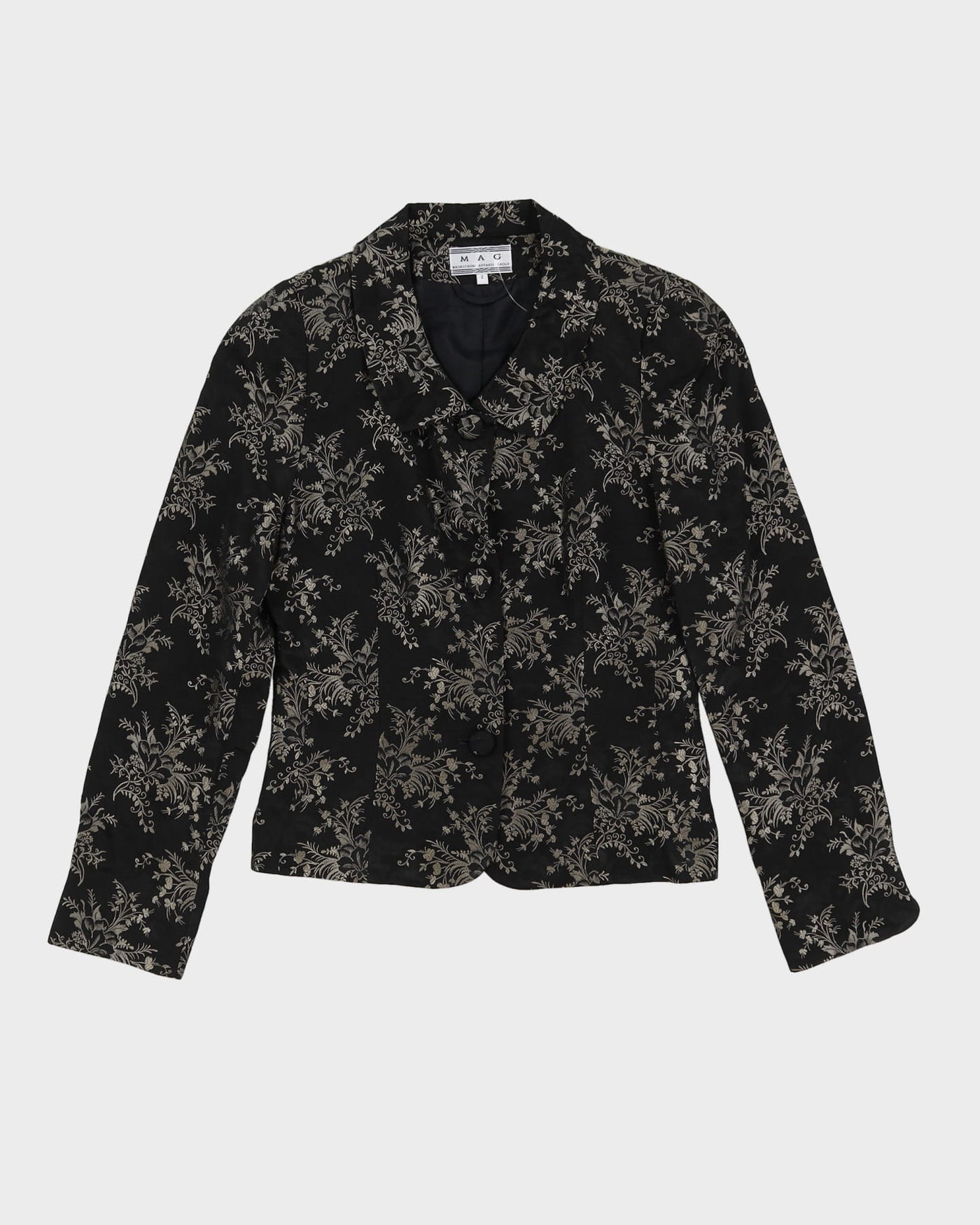 Black With Gold Brocade Blazer - XS