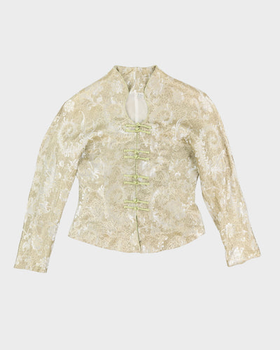 Gold Brocade Fitted Blazer - S