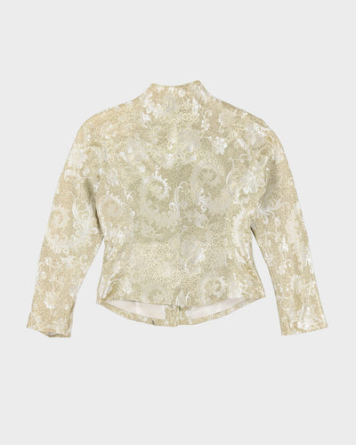 Gold Brocade Fitted Blazer - S