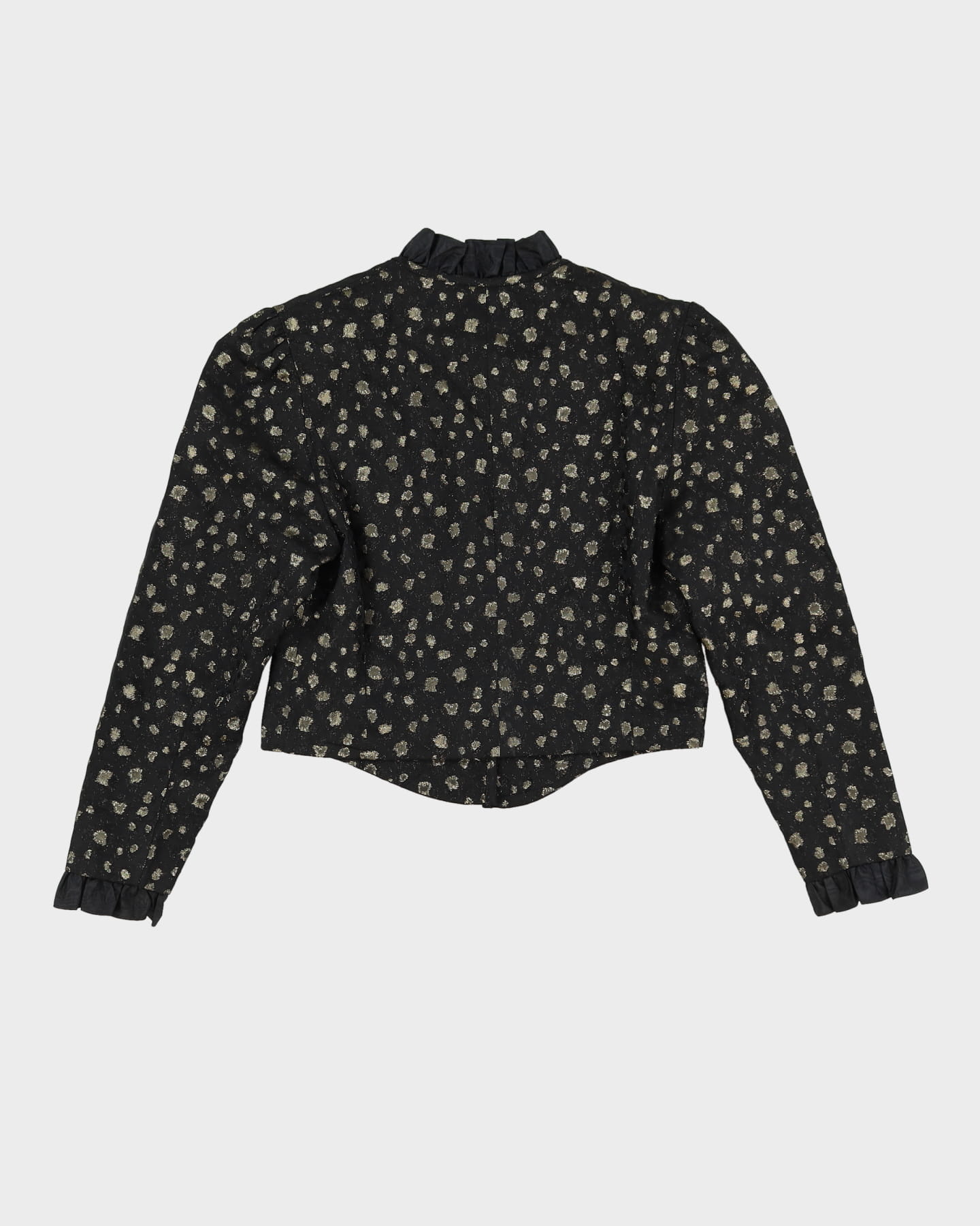 Black With Gold Pattern Cropped Jacket - S