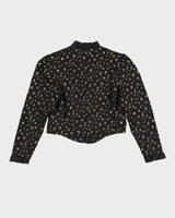 Black With Gold Pattern Cropped Jacket - S