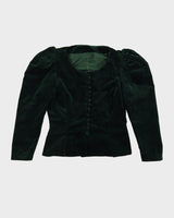 Green Velvet Fitted Jacket - S