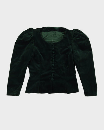 Green Velvet Fitted Jacket - S