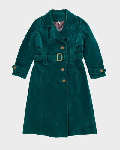Vintage 1970s Emerald Green Velvet Coat - S / M
