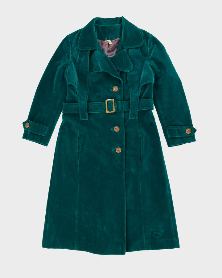 Vintage 1970s Emerald Green Velvet Coat - S / M