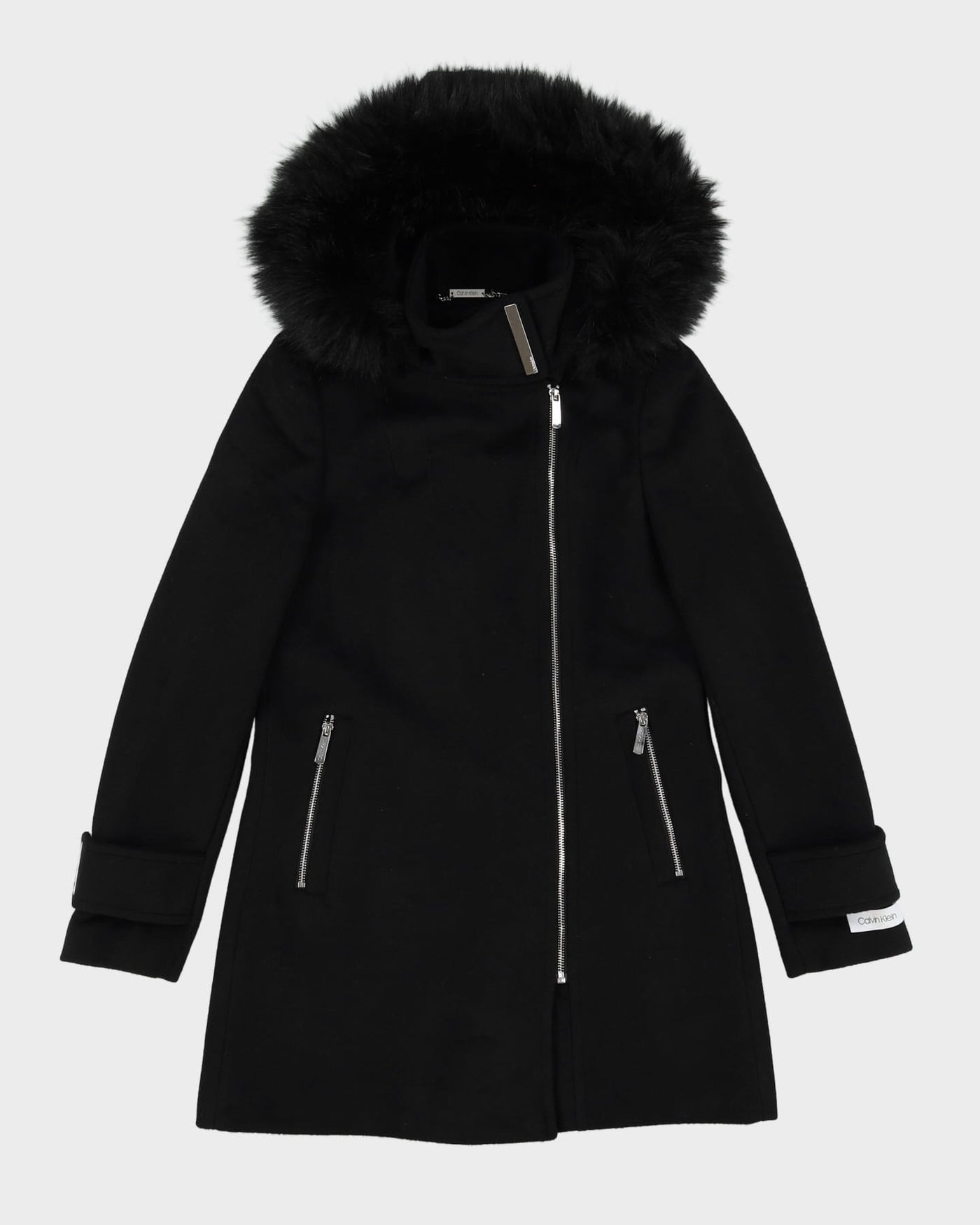 Calvin Klein Black Hooded Coat - XS