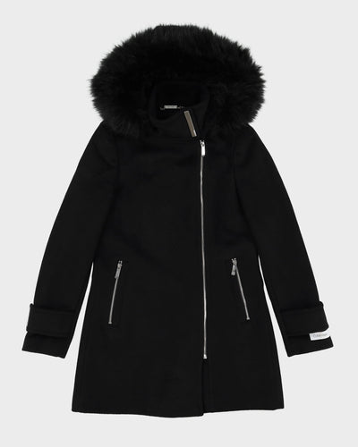 Calvin Klein Black Hooded Coat - XS