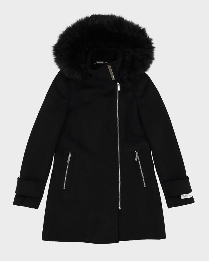 Calvin Klein Black Hooded Coat - XS