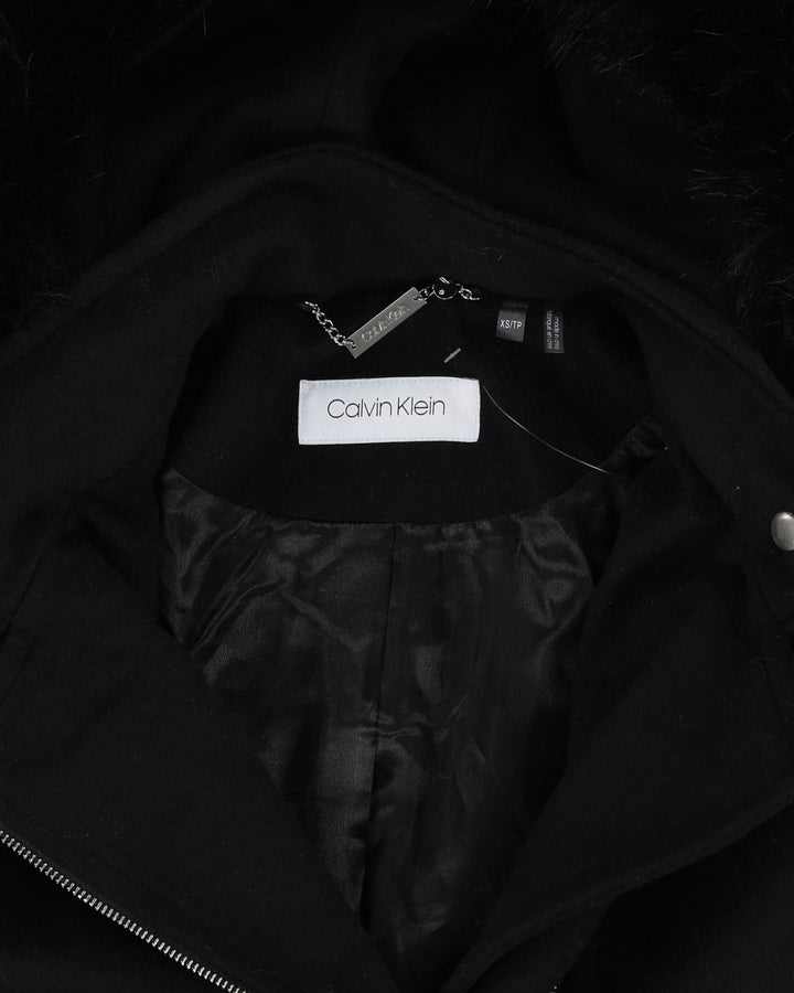 Calvin Klein Black Hooded Coat - XS