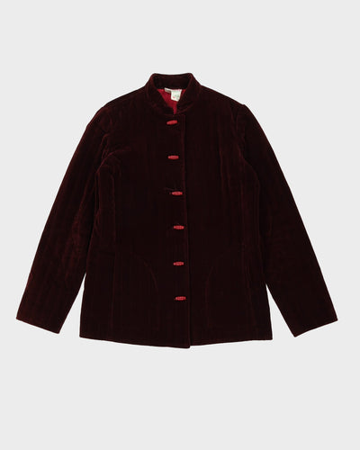 Quilted Burgundy Velvet Jacket - S