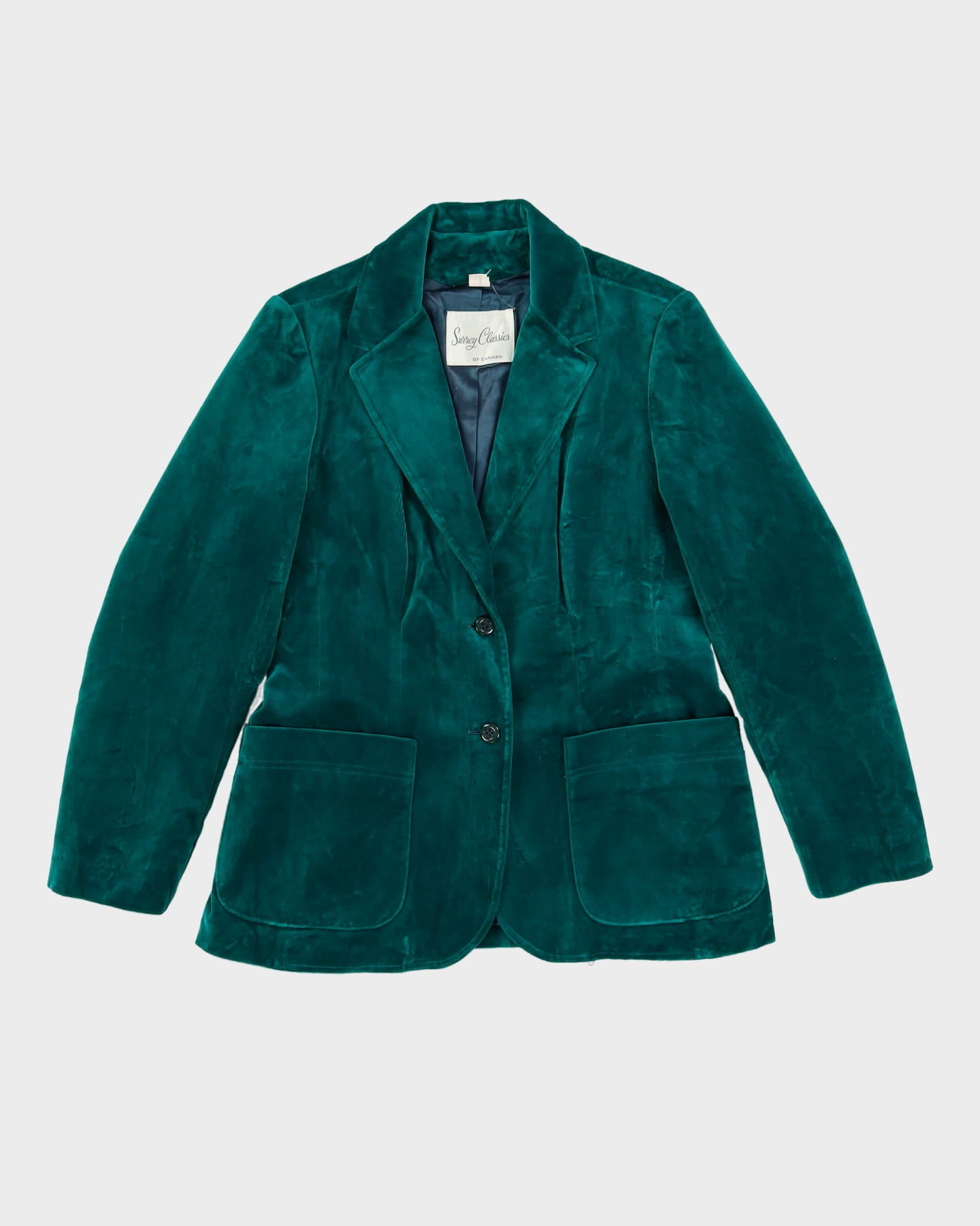 Vintage 1980s Green Velvet Blazer Jacket - M