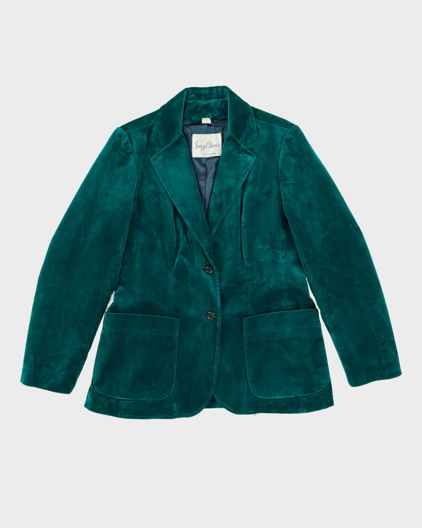 Vintage 1980s Green Velvet Blazer Jacket - M