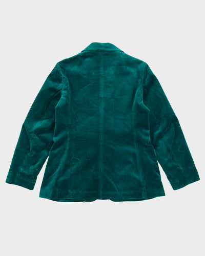 Vintage 1980s Green Velvet Blazer Jacket - M