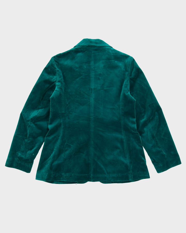 Vintage 1980s Green Velvet Blazer Jacket - M
