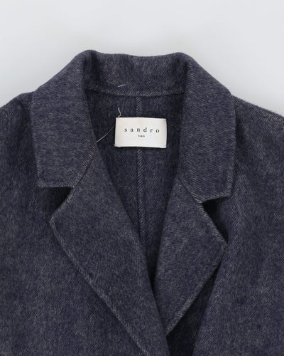 Sandro Paris Blue Belted Overcoat - M