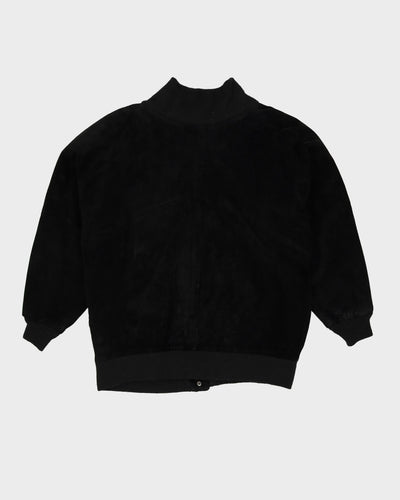 Black Suede Embellished Bomber Jacket - M / L