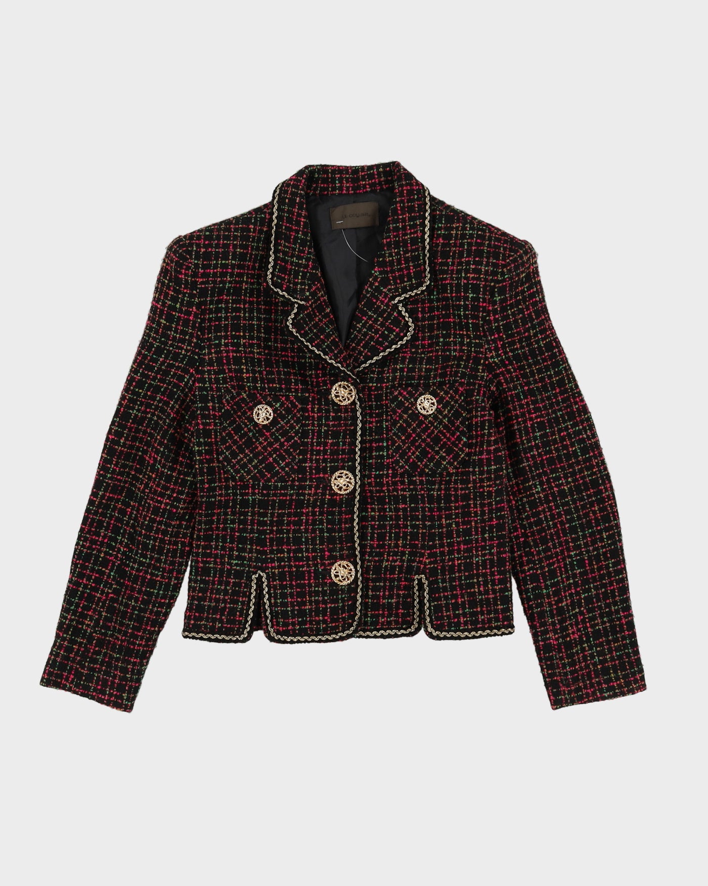 Y2K Black And Pink Woven Blazer Jacket - XS / S