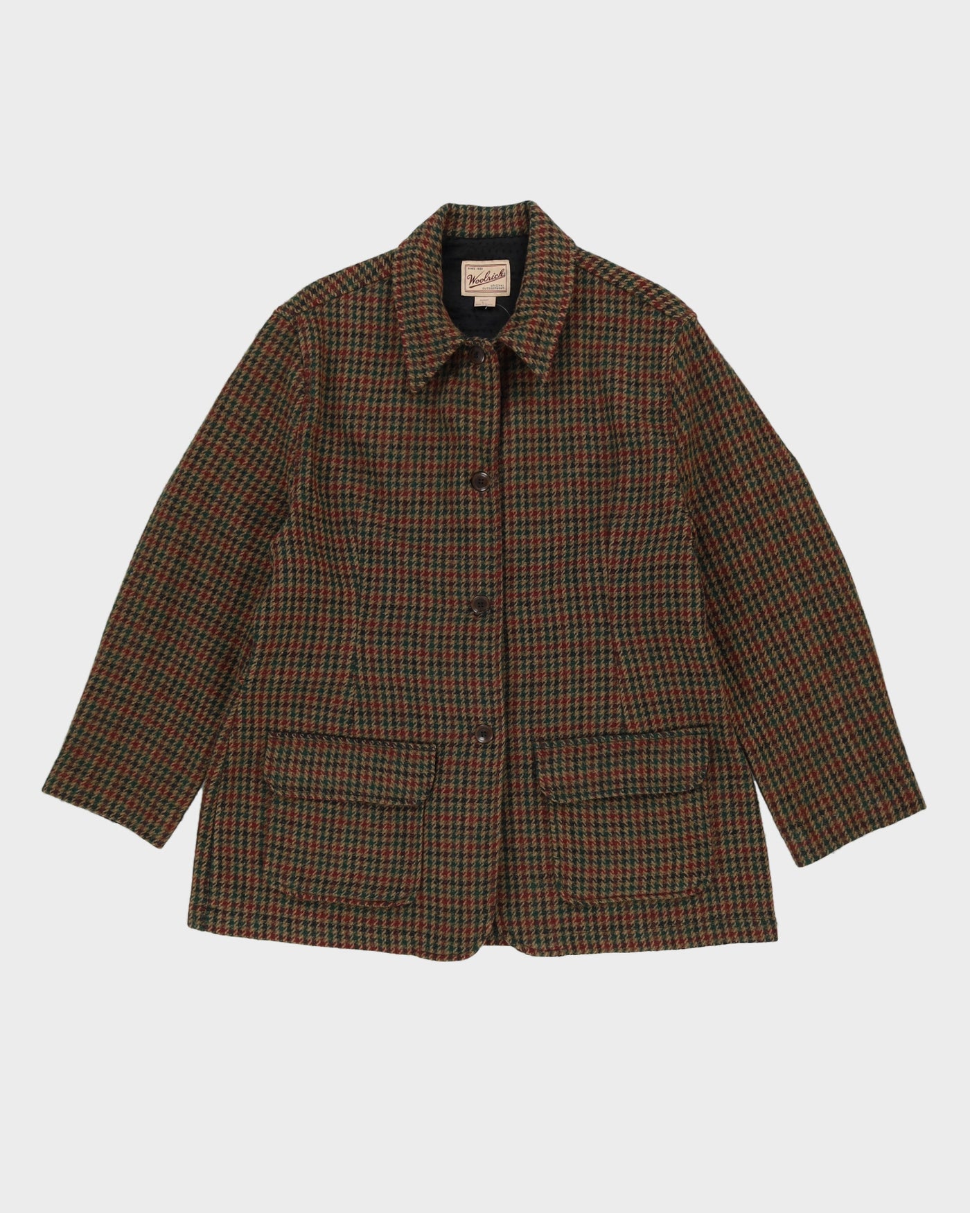 Woolrich Green Houndstooth Wool Jacket - L