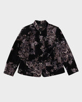 Black With Grey Floral Pattern Velvet Jacket - M