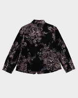Black With Grey Floral Pattern Velvet Jacket - M