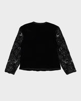Black Beaded Sequin Velvet Jacket - M
