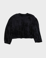 Black Beaded Cropped Velvet Jacket - M