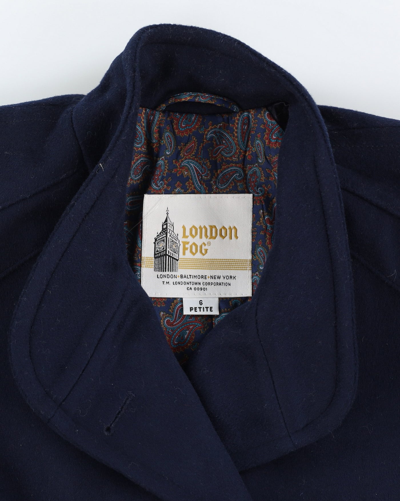 London Fog Navy Blue Overcoat - S