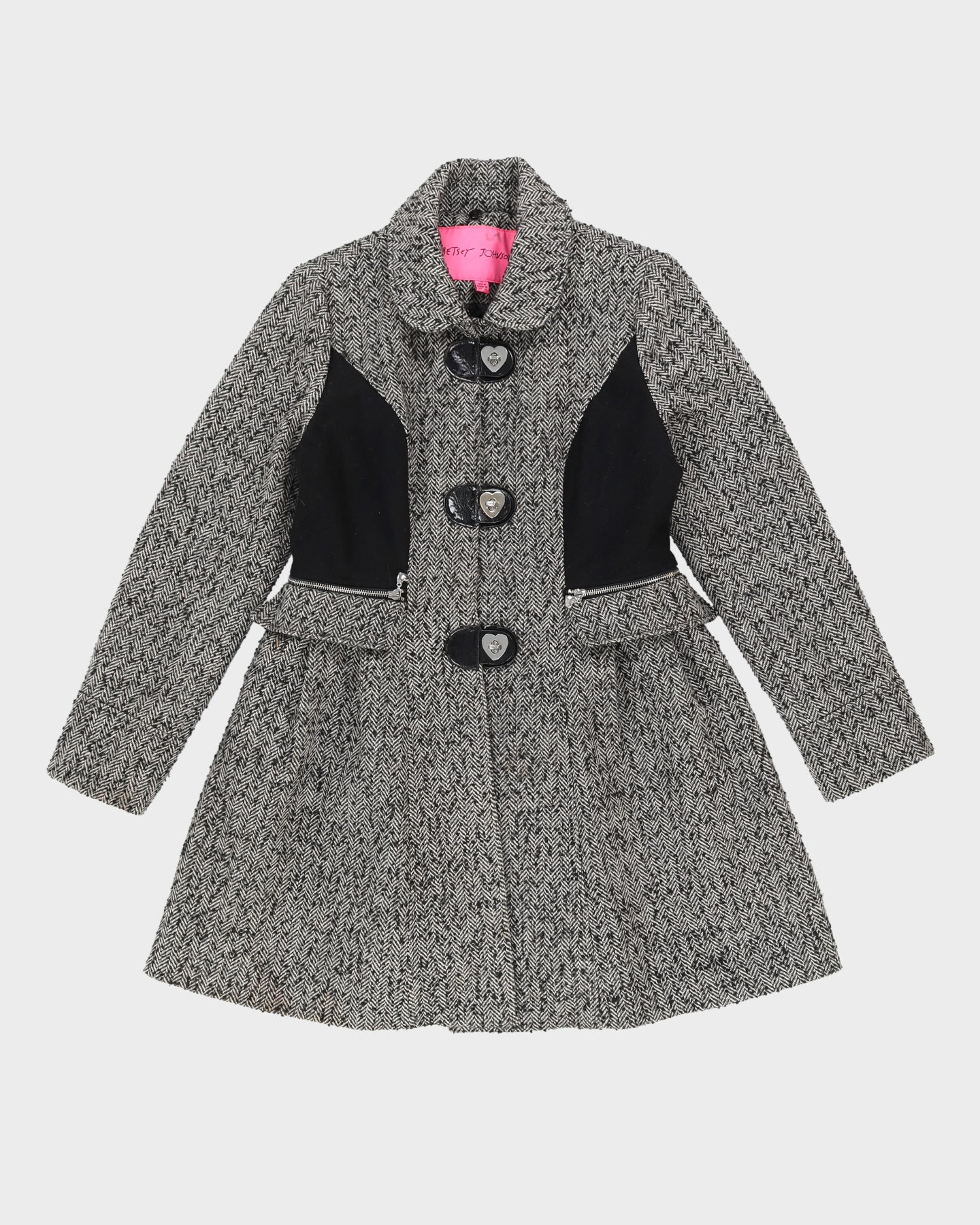Betsey Johnson Black And White Overcoat - S