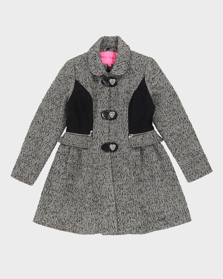 Betsey Johnson Black And White Overcoat - S