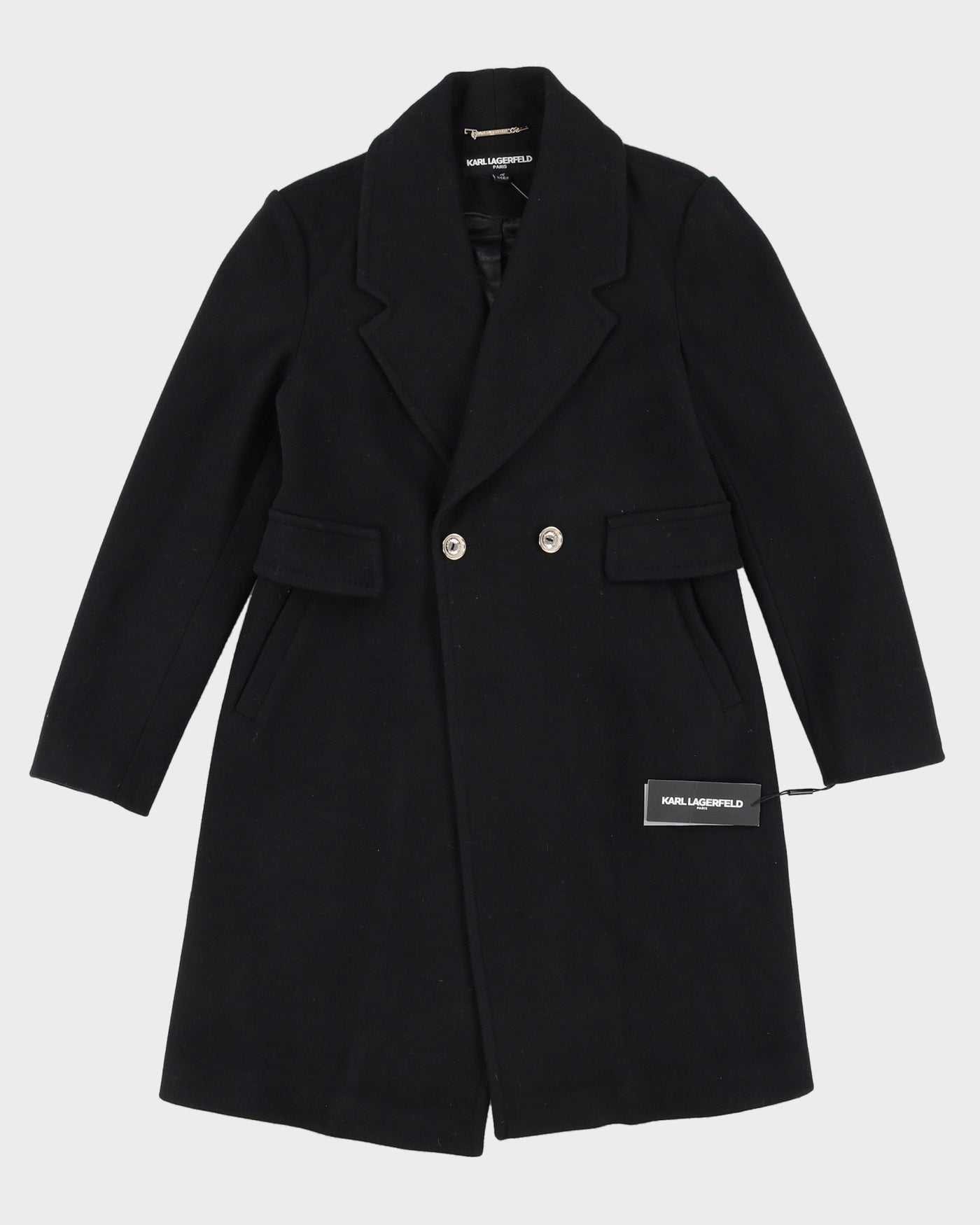 Karl Lagerfeld Black Overcoat - S