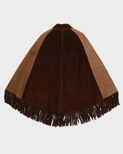 Vintage 1970s Brown Suede Poncho - S / M