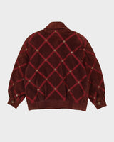 Y2K Burgundy Suede Bomber Jacket - L