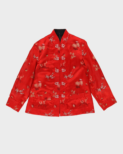 Reversible Red And Black Brocade Cheongsam Jacket - M